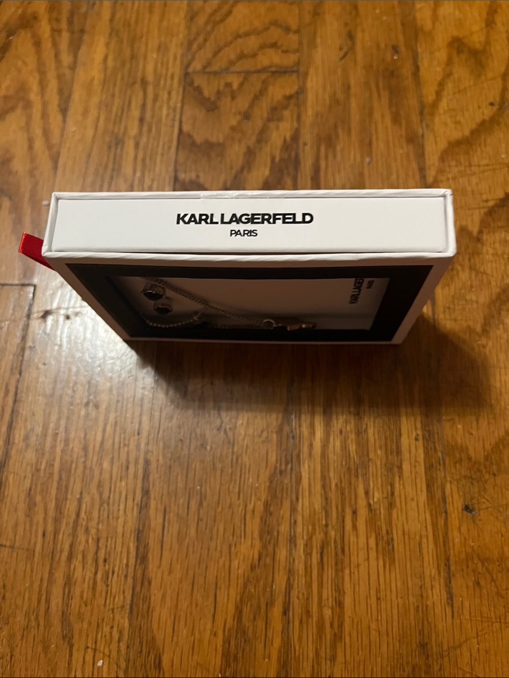 NWT Karl Lagerfeld 3 Piece Set Silver Necklaces and Black Enamel Stud Earrings - Picture 6 of 6
